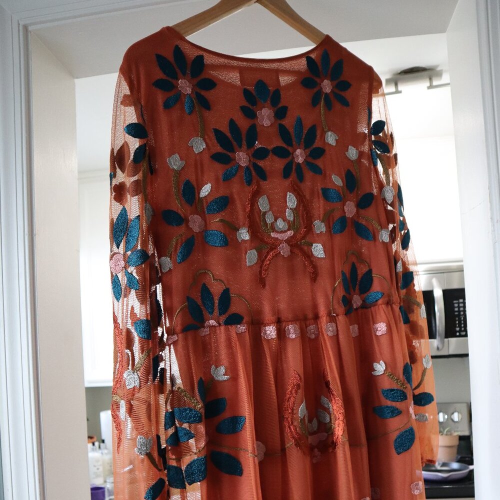 Philosophy long-sleeved embroidered floral dress